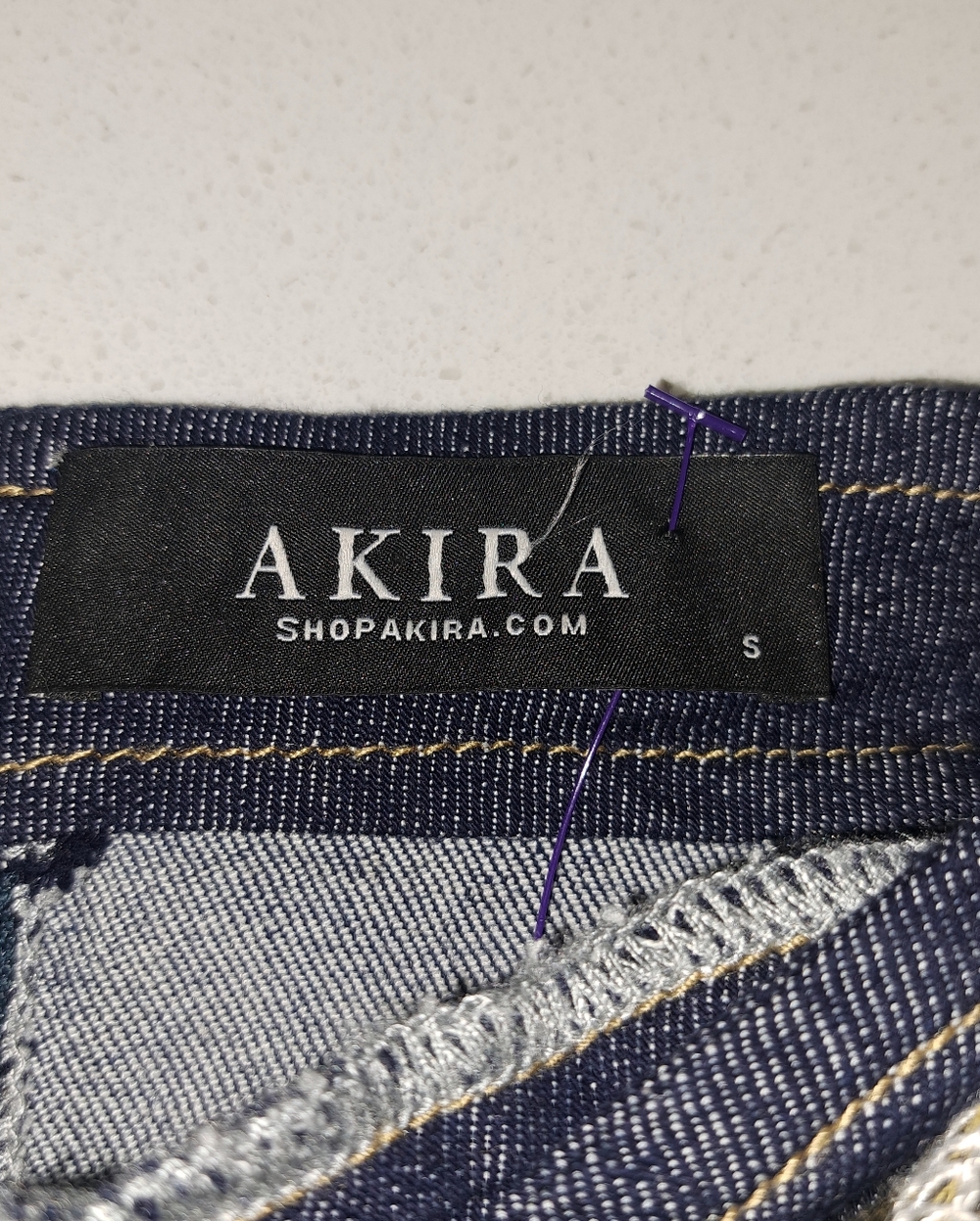 AKIRA CALL‎ ME BACK DENIM SKIRT WITH PLAID Detail Multi Color small - Picture 11 of 11